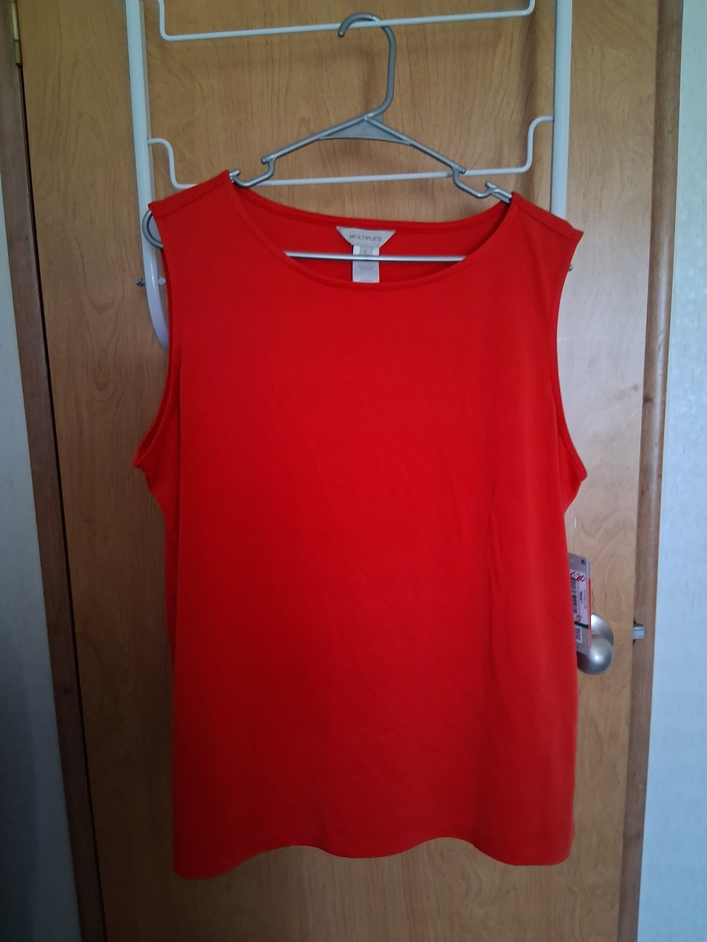 Multiples Sleeveless Hi Neck Red Tank Top